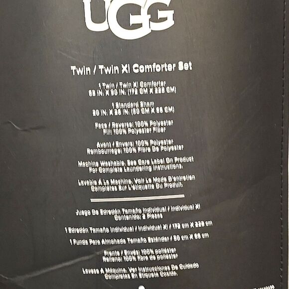 Ugg Corey Twin/Twin XL Comforter Set- Seal Grey - Picture 8 of 8